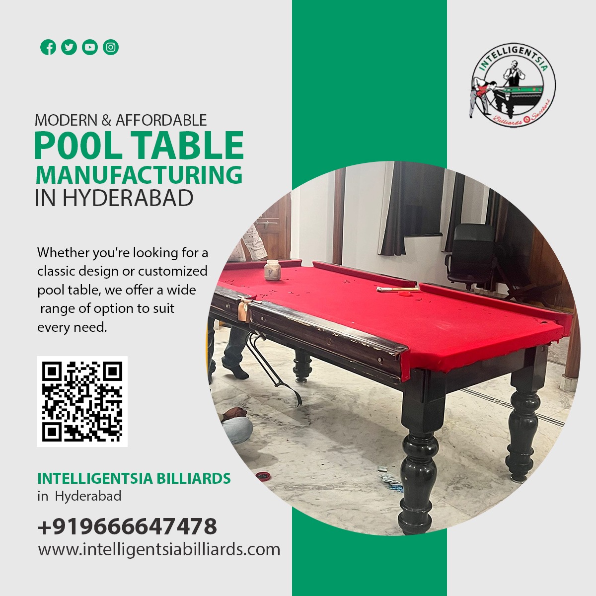 Modern and Affordable Pool Table Manufacturing in Hyderabad